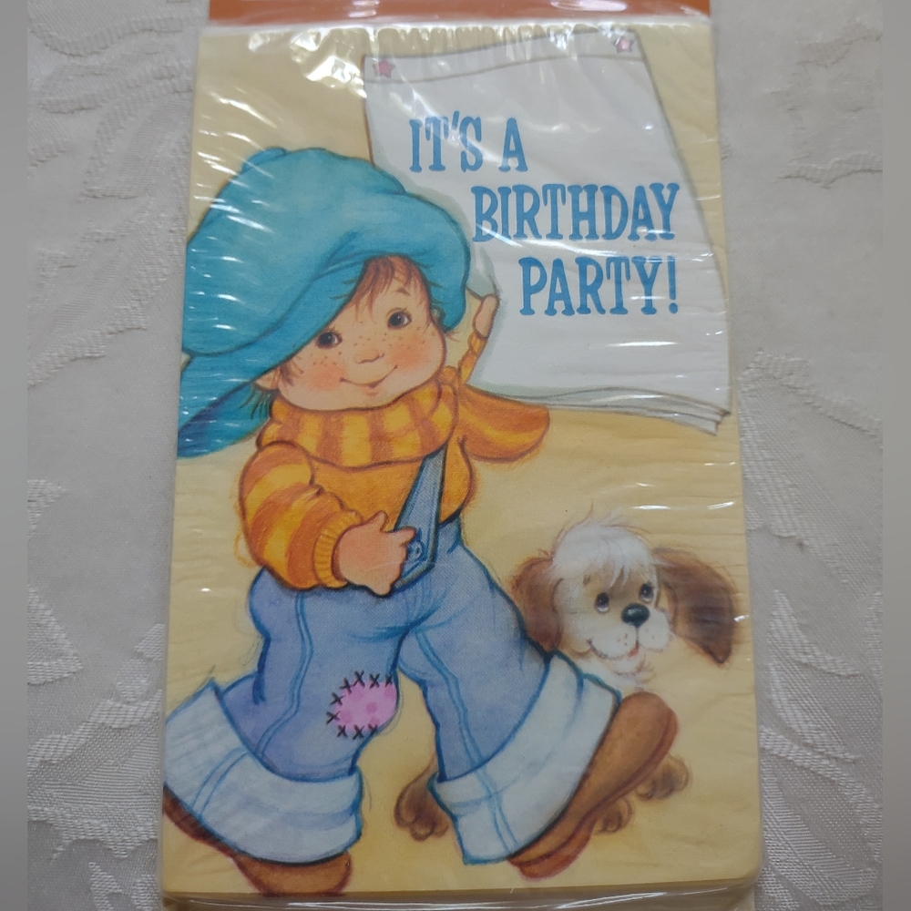 Vintage It's a Birthday Party boy with dog printed invitations children party